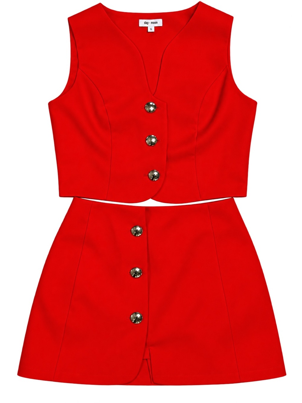 Red Button-Front Top & Mini Skirt - Picture 10 of 10